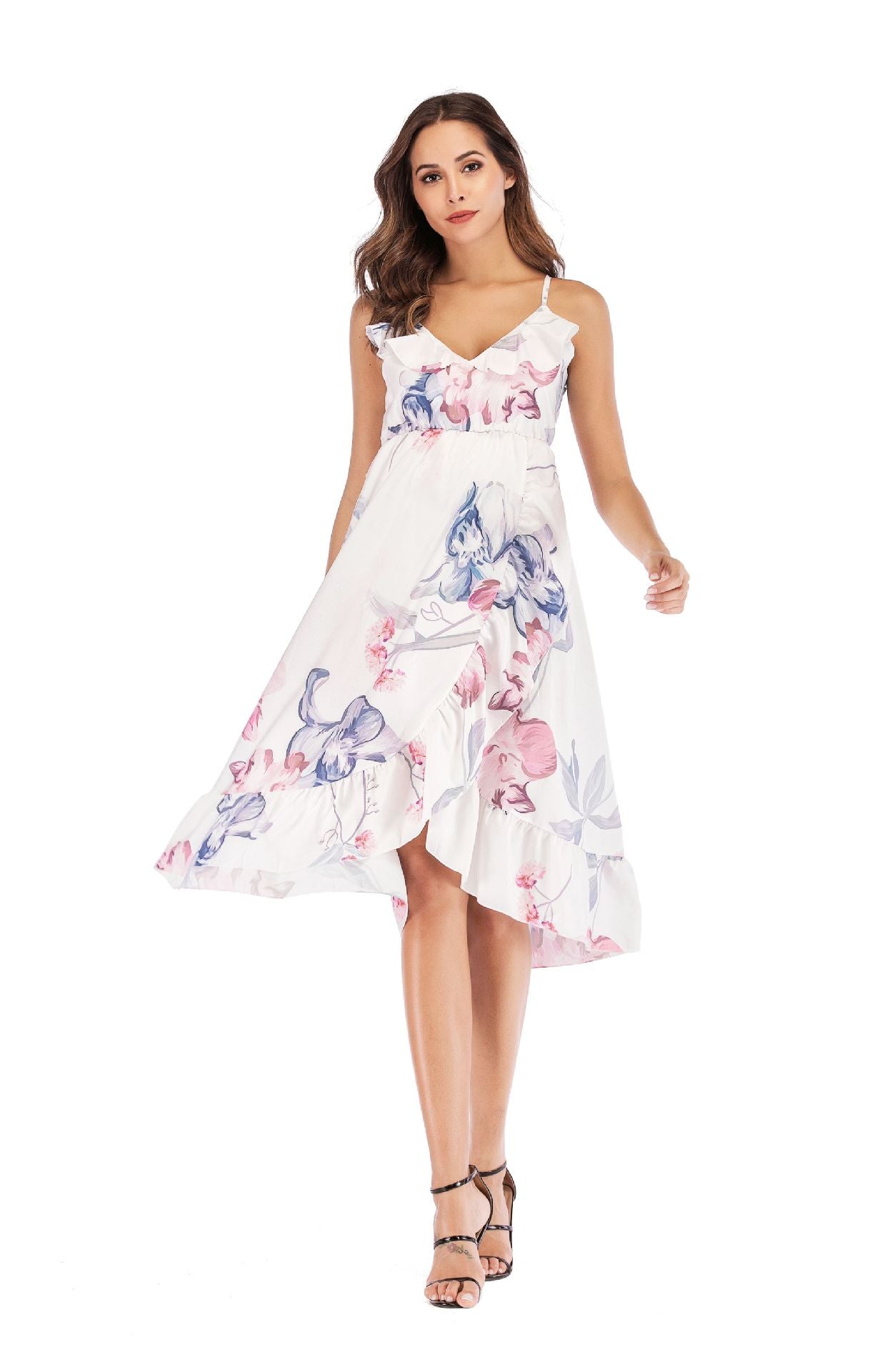 Floral Print Maternity Dress with Ruffled Hem