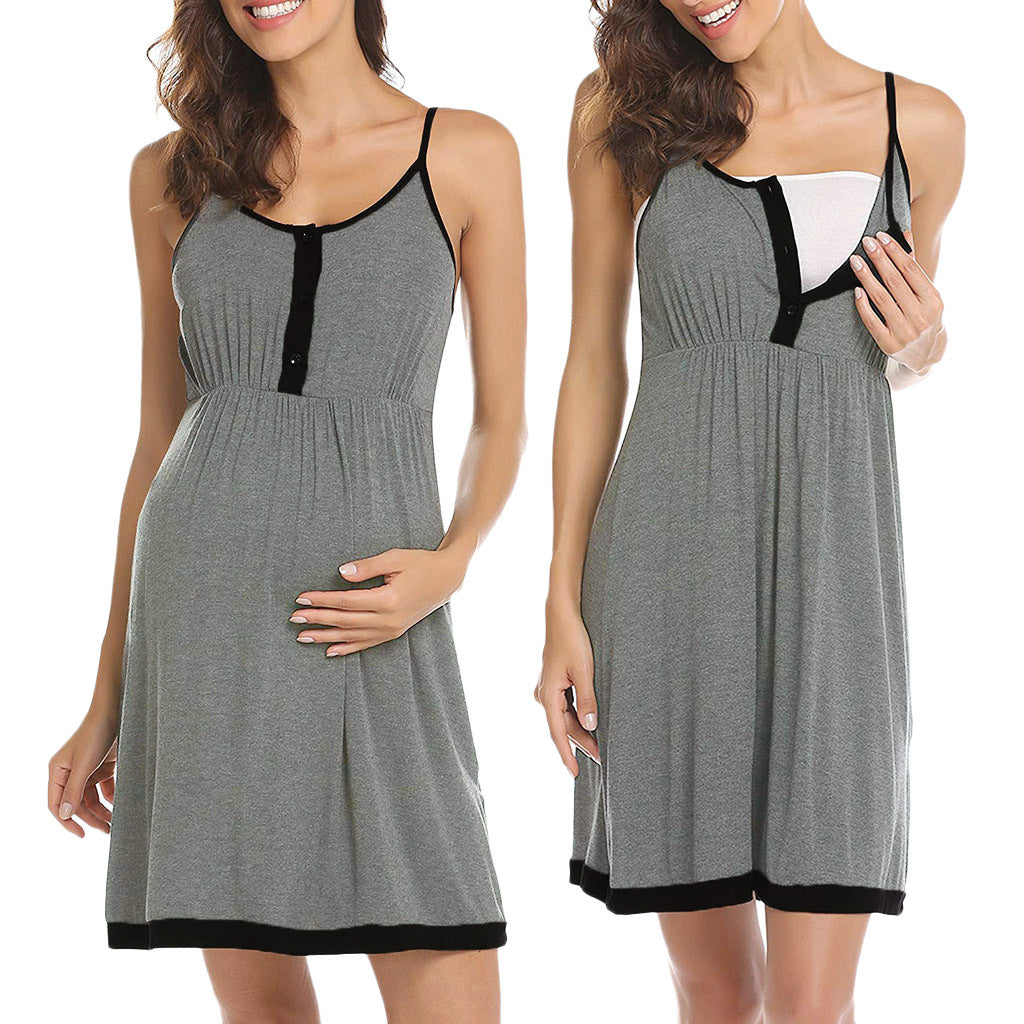 Sleeveless Maternity Dress with Straps