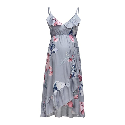 Floral Print Maternity Dress with Ruffled Hem