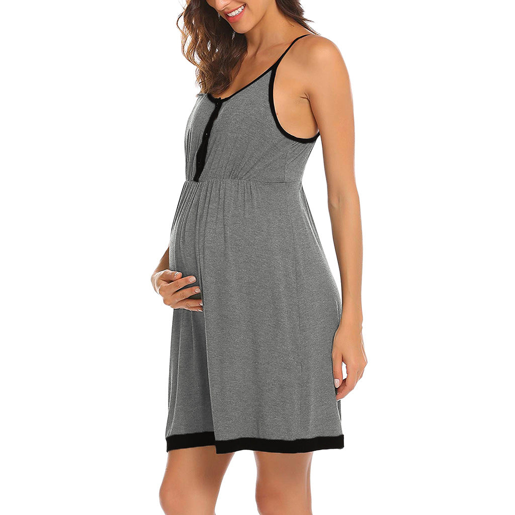 Sleeveless Maternity Dress with Straps