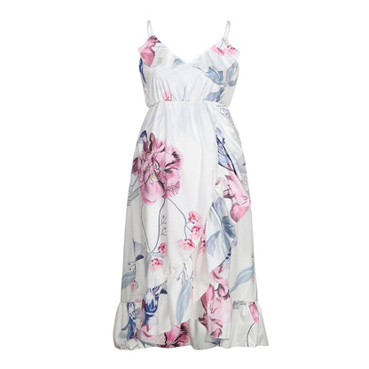 Floral Print Maternity Dress with Ruffled Hem